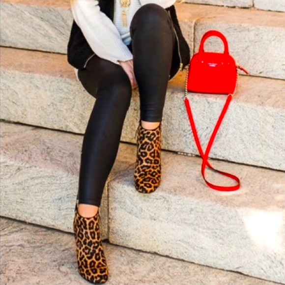 Shoes - #123 Leopard Print Ankle Boots Heels Booties Double Zip Size 10 Shoes Cheetah